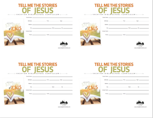 Tell Me the Stories of Jesus Poster and Invitations